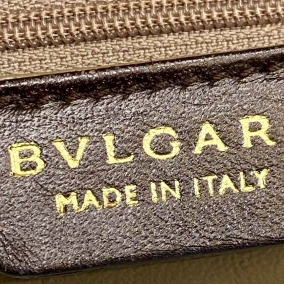 Bvlgari Bronzed Lambskin Leather Plisse Leoni Handbag - Picture 12 of 16